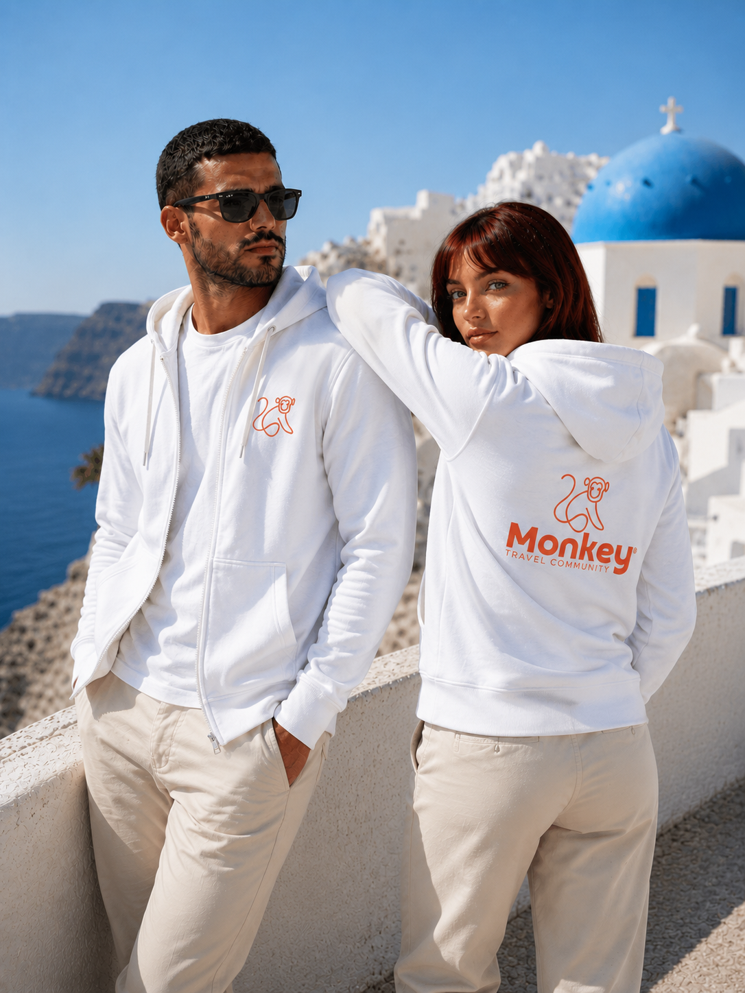 Le sweat zip Monkey — Blanc