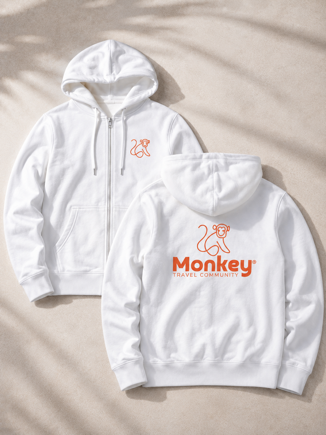 Le sweat zip Monkey — Blanc